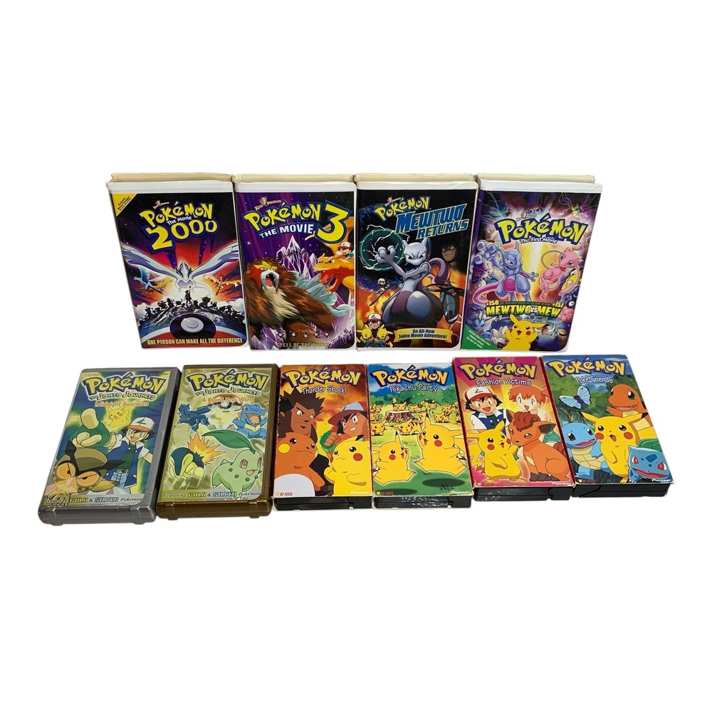 Vintage Pokemon VHS Lot 10 Movies Johto Pikachu Mewtwo Pioneer VIZ 1998-2001